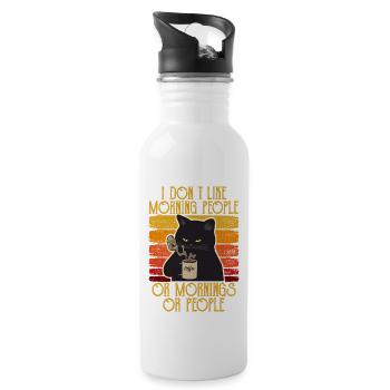 i dont like morning people cat coffee cat - Water bottle with straw - white - Right