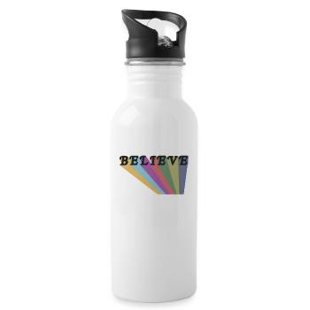 Glaube Believe Glaube an Dich - Trinkflasche mit integriertem Trinkhalm - Weiß - Rechts