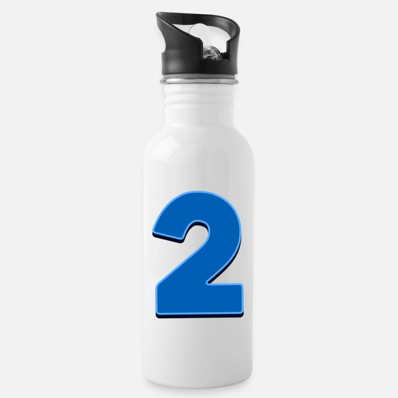 2 - Trinkflasche mit integriertem Trinkhalm - Weiß