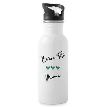 MAMAN. FÊTE DES MÈRES. BONNE FÊTE MAMAN. JE T'AIME - Gourde avec paille intégrée - blanc - Droite