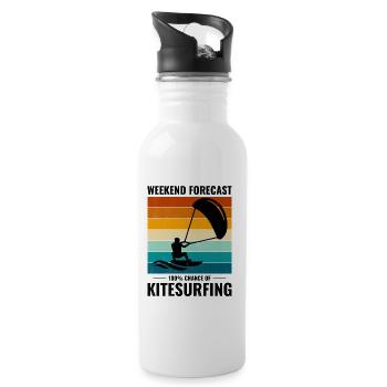 Kitesurfen Kiteboarding Kiteboarder Kitesurf - Trinkflasche mit integriertem Trinkhalm - Weiß - Rechts