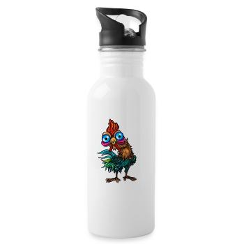Funny Rooster Chickens Breeding Chicken Lover - Water bottle with straw - white - Right