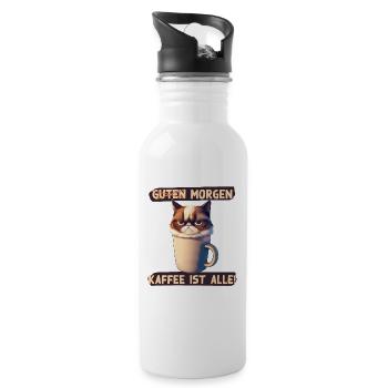 Guten Morgen Kaffee ist alle Lustiges Büro Design - Trinkflasche mit integriertem Trinkhalm - Weiß - Rechts