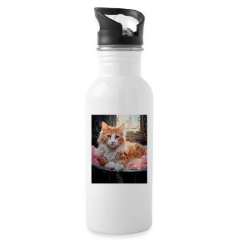Chat de bain - Gourde avec paille intégrée - blanc - Droite