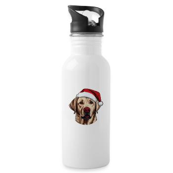 Labrador Dog Head Christmas Christmas - Water bottle with straw - white - Right