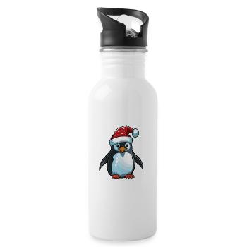 Penguin Christmas Animal Head - Water bottle with straw - white - Right