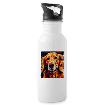 Portrait de chien Golden Retriever - Gourde avec paille intégrée - blanc - Droite