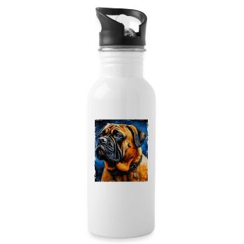 Mastiff Chien Portrait - Gourde avec paille intégrée - blanc - Droite