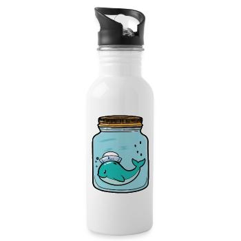 Whale Fish Fish Aquarium Zoology Zoo Animals - Water bottle with straw - white - Right