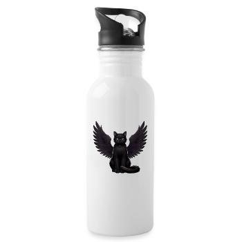 Black Cat Gothic Angel Dark Angel - Water bottle with straw - white - Right