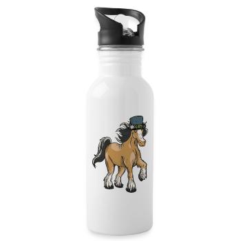 Gebirge Pferd . Pferde Alpen Ross Tirol Tiroler - Trinkflasche mit integriertem Trinkhalm - Weiß - Rechts