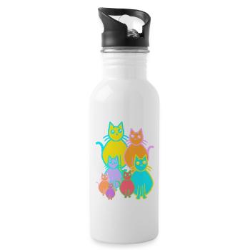 80s 90s Cats Cat Family Kids Child - Water bottle with straw - white - Right