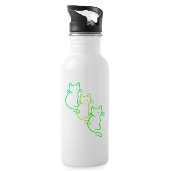 80er 90er Retro Vintage Katzen Katze Kätzchen - Trinkflasche mit integriertem Trinkhalm - Weiß - Rechts