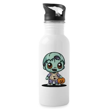 Zombie Halloween Gruselig Comic - Trinkflasche mit integriertem Trinkhalm - Weiß - Rechts