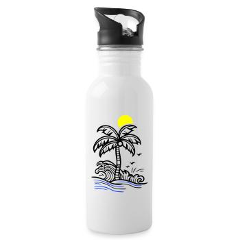 Palm Tree Holidays Plage Été - Gourde avec paille intégrée - blanc - Droite