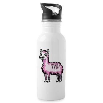 Alpaca Llama Halloween Comic Funny - Water bottle with straw - white - Right
