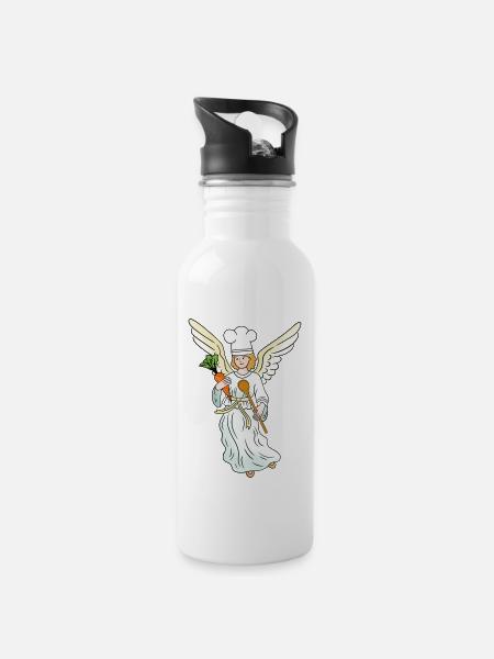 Engel Koch himmlisch Kochen Köchin Köche Kochkust - Trinkflasche mit integriertem Trinkhalm - Weiß