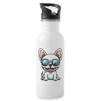Hund Halloween Zombie Sonnenbrille - Trinkflasche mit integriertem Trinkhalm - Weiß - Rechts