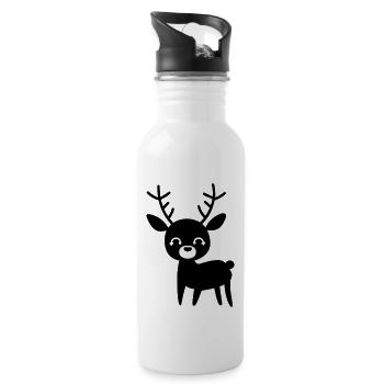 Hirsch - Trinkflasche mit integriertem Trinkhalm - Weiß - Rechts