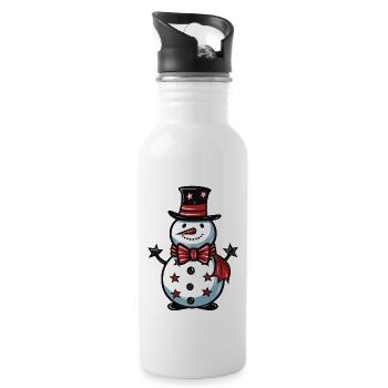 Schneemann Winter Weihnachten - Trinkflasche mit integriertem Trinkhalm - Weiß - Rechts