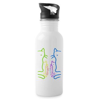 LGBT Rainbow Cats Cat Rainbow Flag - Water bottle with straw - white - Right