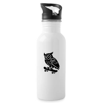 Schneeeule Skateboarder Skatersilhouette Minimalis - Trinkflasche mit integriertem Trinkhalm - Weiß - Rechts