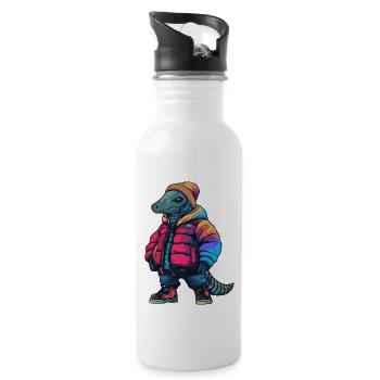 Gürteltier Fashion Winter - Trinkflasche mit integriertem Trinkhalm - Weiß - Rechts