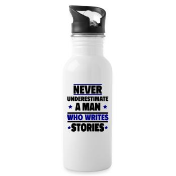 a man who writes stories - Water bottle with straw - white - Right
