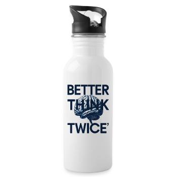 Besser zweimal Nachdenken - Trinkflasche mit integriertem Trinkhalm - Weiß - Rechts
