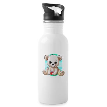 80s 90s Teddy Retro Teddy Bear Bear Bears Kids - Water bottle with straw - white - Right