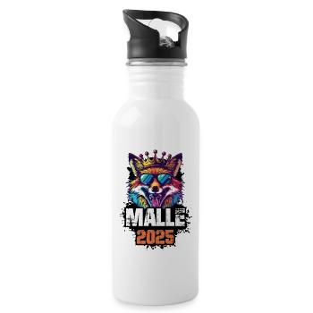 Malle 2025 Urlaub Fuchs - Trinkflasche mit integriertem Trinkhalm - Weiß - Rechts