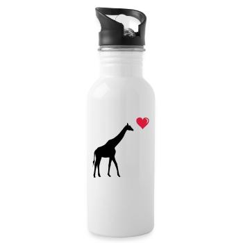 girafe love - Gourde avec paille intégrée - blanc - Droite