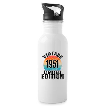 Year of birth 1951 Vintage Limited Edition Retro - Water bottle with straw - white - Right