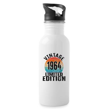 Année de naissance 1964 Vintage Limited Edition Retro - Gourde avec paille intégrée - blanc - Droite
