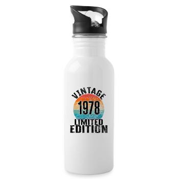 Geburtsjahr 1978 Vintage Limited Edition Retro - Trinkflasche mit integriertem Trinkhalm - Weiß - Rechts
