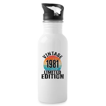 Year of birth 1981 Vintage Limited Edition Retro - Water bottle with straw - white - Right