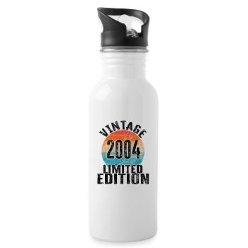 Geburtsjahr 2004 Vintage Limited Edition Retro - Trinkflasche mit integriertem Trinkhalm - Weiß - Rechts