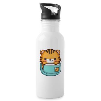 Kawaii Sacs Tigre - Gourde avec paille intégrée - blanc - Droite