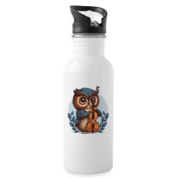 Klassische Eule - Trinkflasche mit integriertem Trinkhalm - Weiß - Rechts