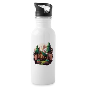 Retraite en forêt - Gourde avec paille intégrée - blanc - Droite