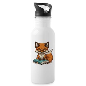 Buchhafter Fuchs - Trinkflasche mit integriertem Trinkhalm - Weiß - Rechts