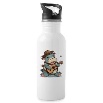 Hippo Banjoist - Water bottle with straw - white - Right