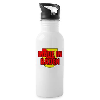 Made in Baden badisch Badner Spruch Sprüche - Trinkflasche mit integriertem Trinkhalm - Weiß - Rechts