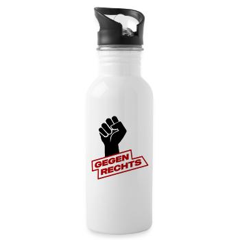 Gegen rechts^ - Trinkflasche mit integriertem Trinkhalm - Weiß - Rechts