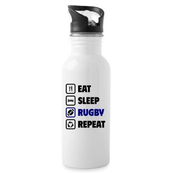 Essen Schlafen Rugby Wiederholen - Trinkflasche mit integriertem Trinkhalm - Weiß - Rechts