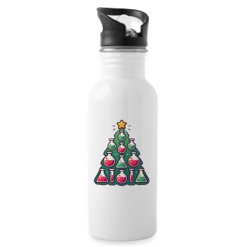 Chemistry Christmas Tree Design - Water bottle with straw - white - Right