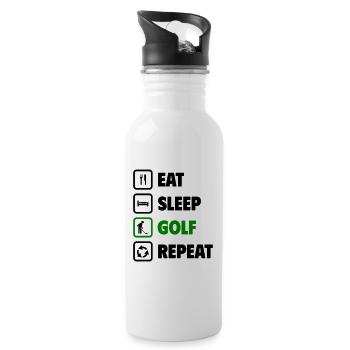 Eat, sleep, golf, repeat! - Water bottle with straw - white - Right