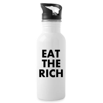 Eat the rich - Trinkflasche mit integriertem Trinkhalm - Weiß - Rechts