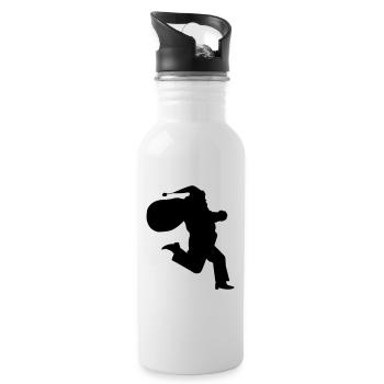 Santa Claus is running - Trinkflasche mit integriertem Trinkhalm - Weiß - Rechts