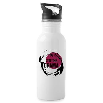 Stop The Drama Geschenk - Trinkflasche mit integriertem Trinkhalm - Weiß - Rechts